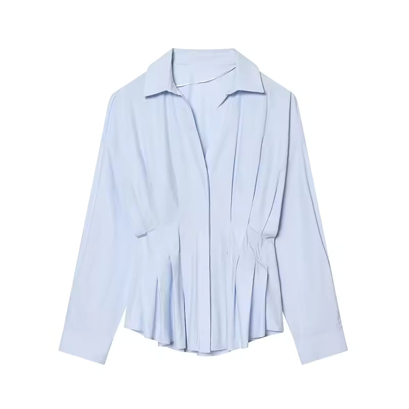 Witte blouse met plooien en knoopjes voor dames