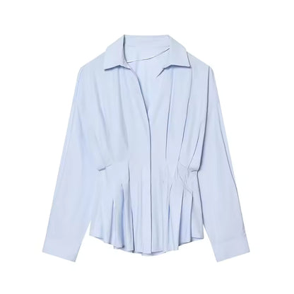 Witte blouse met plooien en knoopjes voor dames