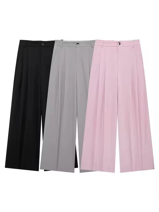 Casual effen rechte broek voor dames